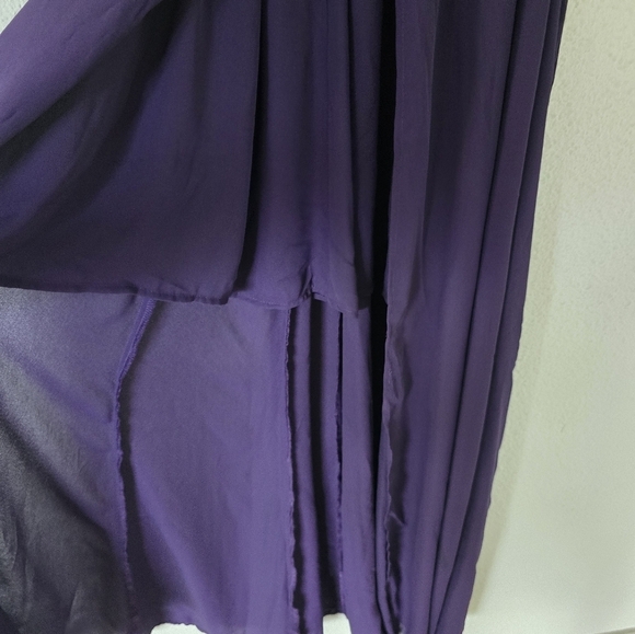 GB Wrap Dress Womens Sz L Purple Maxi Belted Short Sleeves Flowy Feminine - Picture 8 of 13